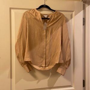 Intermix gold metallic blouse top